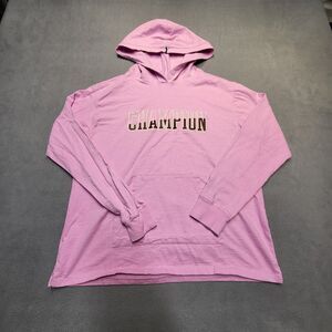 Champion Hoodie Womens M Pink Long Sleeve Pullover Sweatshirt Lightweight